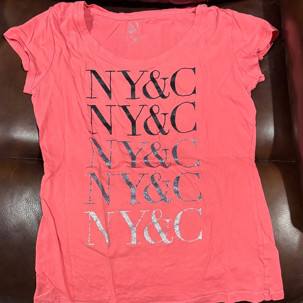 New York & Company Coral Tee with Silver Graphic